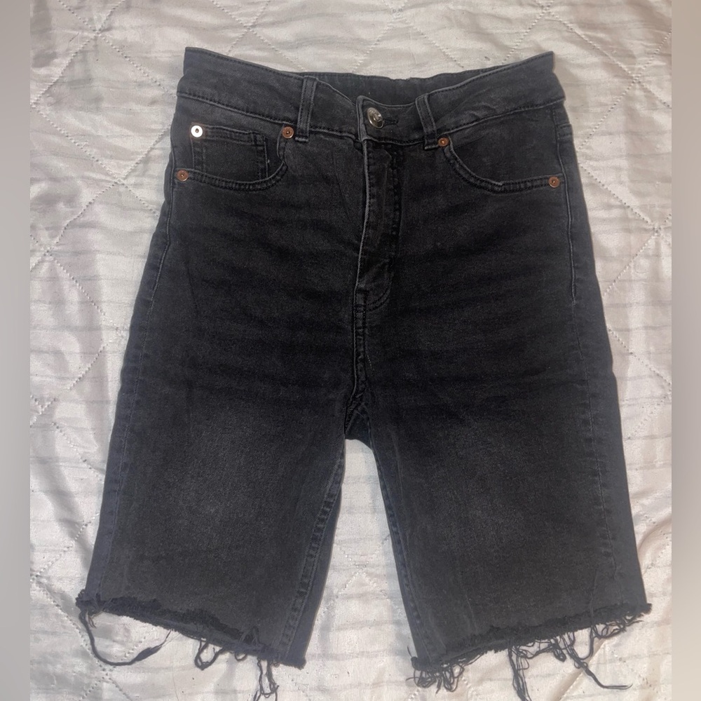 Black Denim Cut-Off Shorts